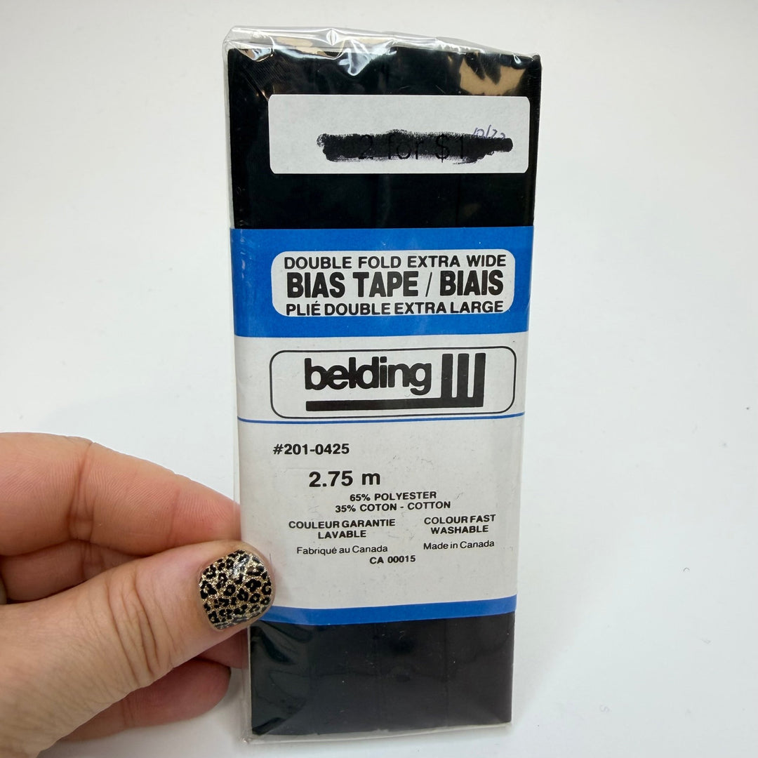 ½" Double Fold Woven Belding Bias Tape - Black - 2.75M Package - True Deadstock supplies Fabric by private - Sustainable Textile | FABCYCLE