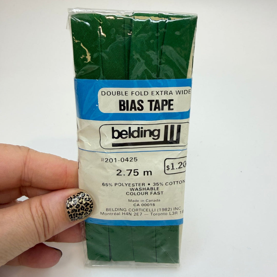 ½" Double Fold Woven Belding Bias Tape - Dark Green - 2.75M Package - True Deadstock supplies Fabric by private - Sustainable Textile | FABCYCLE