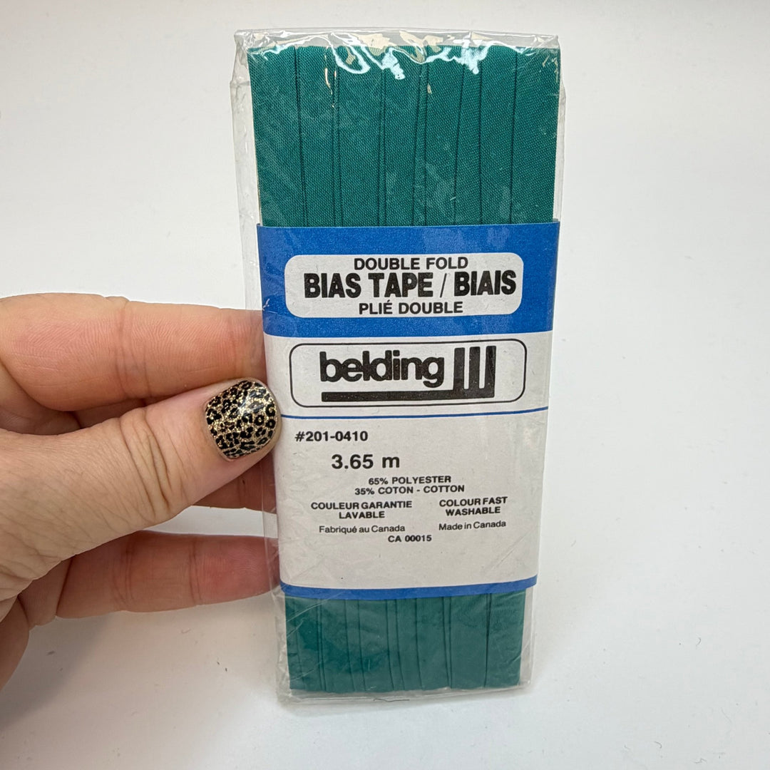 ¼" Double Fold Woven Belding Bias Tape - Dark Turquoise - 3.65M Package - True Deadstock supplies Fabric by private - Sustainable Textile | FABCYCLE