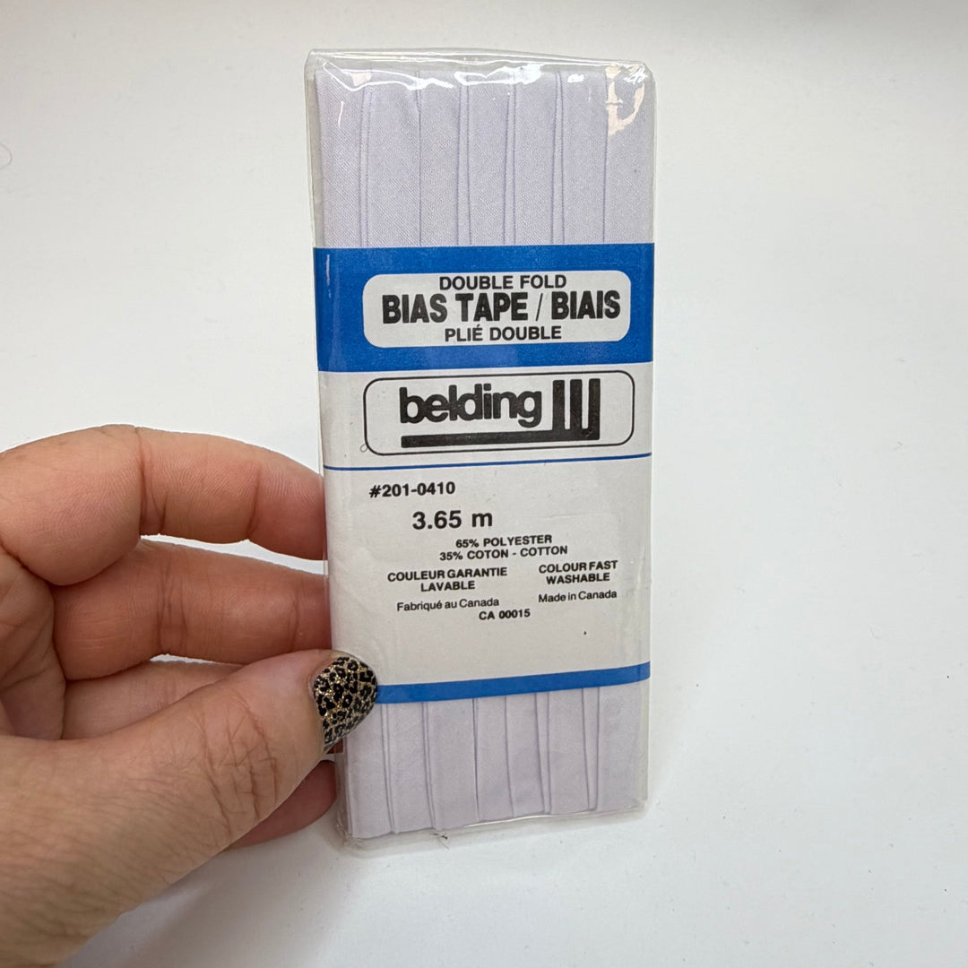 ¼" Double Fold Woven Belding Bias Tape - White - 3.65M Package - True Deadstock supplies Fabric by private - Sustainable Textile | FABCYCLE