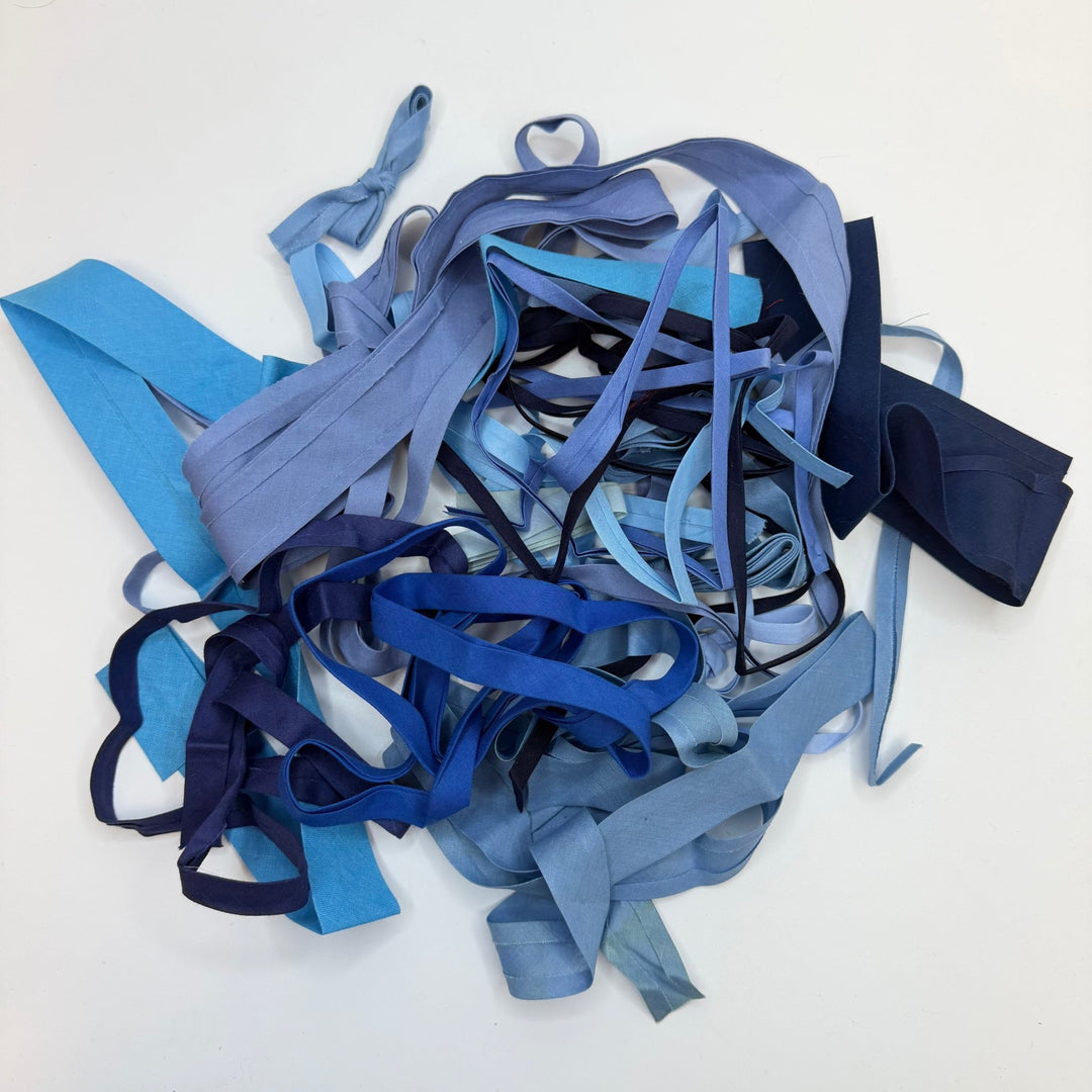 ½" Double Fold Woven Bias Tape - Blue - 1M Package - True Deadstock supplies Fabric by private - Sustainable Textile | FABCYCLE
