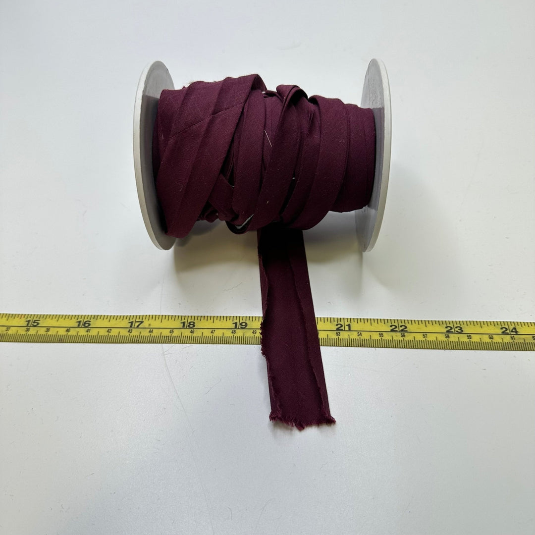 ¾" Double Fold Woven Bias Tape - Burgundy - Roll - True Deadstock supplies Fabric by private - Sustainable Textile | FABCYCLE