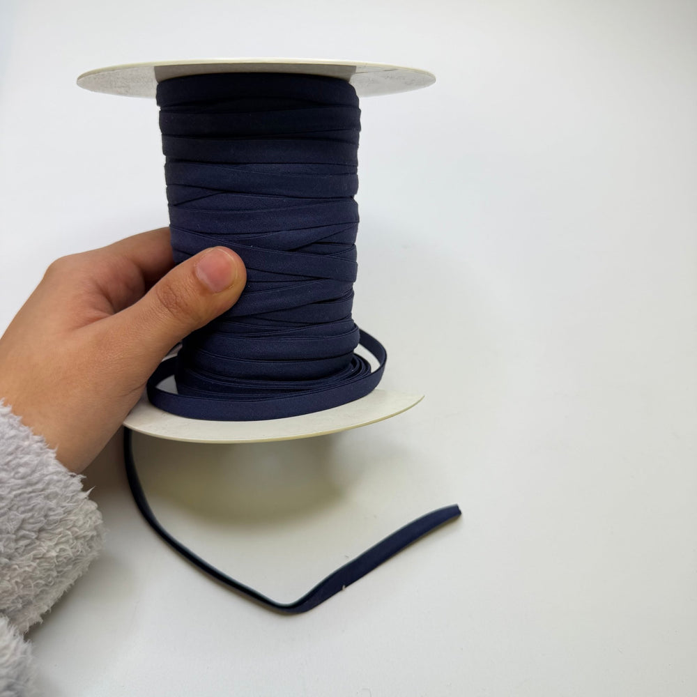 ¼" Double Fold Woven Bias Tape - Dark Navy - Roll - True Deadstock supplies Fabric by private - Sustainable Textile | FABCYCLE
