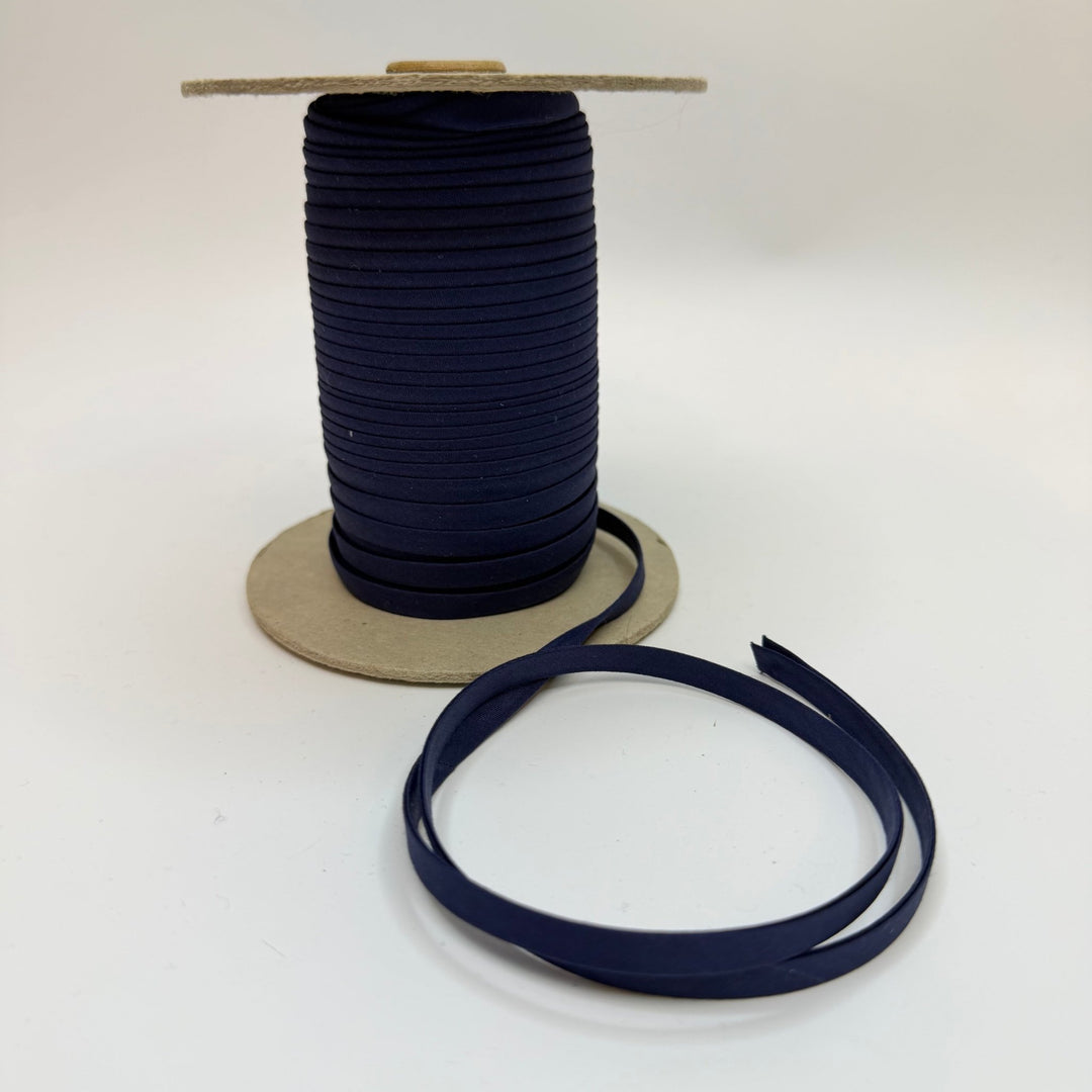 ¼" Double Fold Woven Bias Tape - Navy - Roll - True Deadstock supplies Fabric by private - Sustainable Textile | FABCYCLE