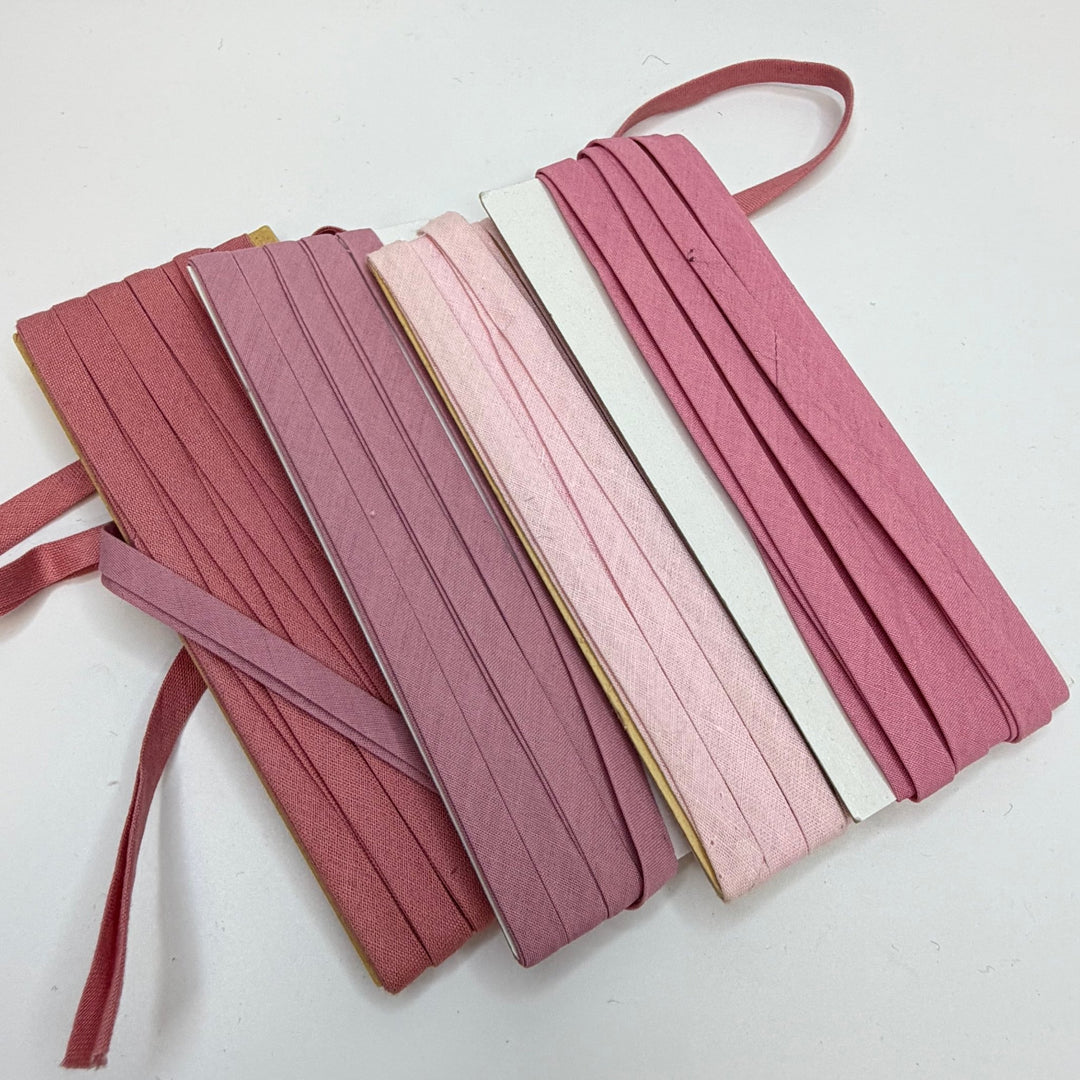 ¼" Double Fold Woven Bias Tape - Pink Multi - 3M 4 Pack - True Deadstock supplies Fabric by private - Sustainable Textile | FABCYCLE