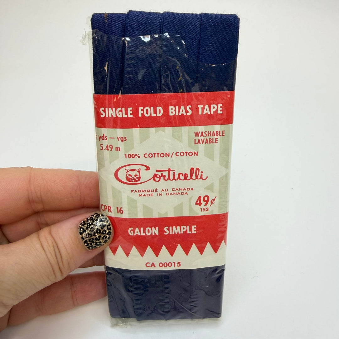 ¼" Double Fold Woven Corticelli Bias Tape - Navy - 4.75M Package - True Deadstock supplies Fabric by private - Sustainable Textile | FABCYCLE