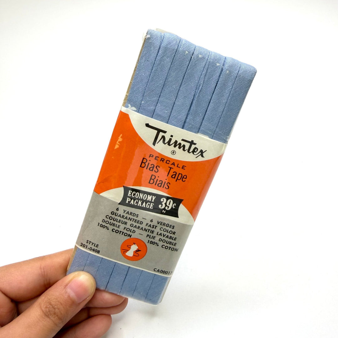 ¼" Double Fold Woven Trimtex Bias Tape - Light Blue - 5.4M Package - True Deadstock supplies Fabric by private - Sustainable Textile | FABCYCLE