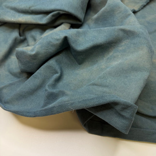 Downpour - Natural Dyed Denim Cotton Woven - Green/Beige Tie Dye Like - Bundles - True Deadstock fabric Fabric by private - Sustainable Textile | FABCYCLE