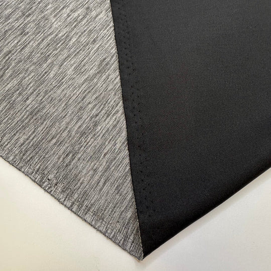 Downy Woodpecker - Fused Double Sport Knit Poly Knit - Black/Grey Heathered - 1M Bundle - True Deadstock fabric Fabric by private - Sustainable Textile | FABCYCLE