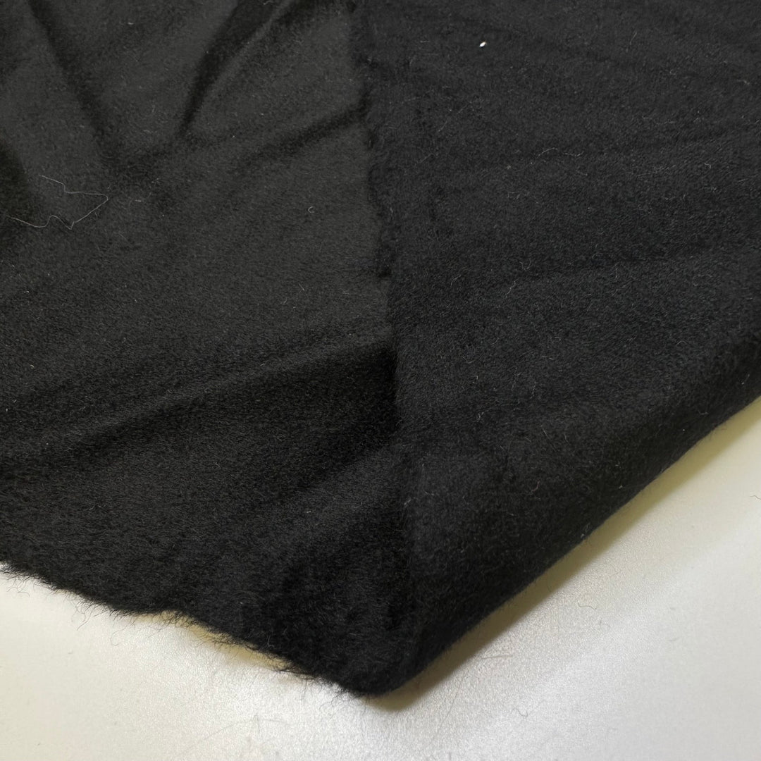 Dracula Cape - Brushed Felt Wool Woven - Black - 2.45M Bundle - True Deadstock fabric Fabric by private - Sustainable Textile | FABCYCLE