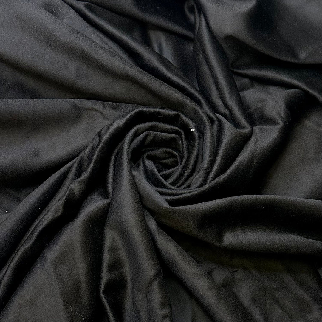 Dracula Cape - Brushed Felt Wool Woven - Black - 2.45M Bundle - True Deadstock fabric Fabric by private - Sustainable Textile | FABCYCLE