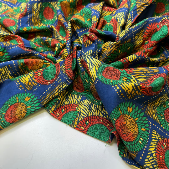 Dream Interpretation - Cotton Blend Woven - Dark Blue Multi Geometric - Bundles - True Deadstock fabric Fabric by private - Sustainable Textile | FABCYCLE