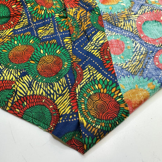 Dream Interpretation - Cotton Blend Woven - Dark Blue Multi Geometric - Bundles - True Deadstock fabric Fabric by private - Sustainable Textile | FABCYCLE