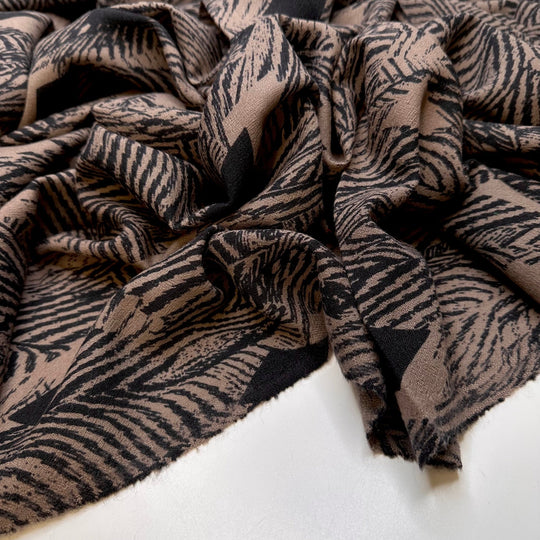 Dreaming In Sepia - Wool Woven - Beige/Black Abstract - 1.5M Bundle - True Deadstock fabric Fabric by private - Sustainable Textile | FABCYCLE