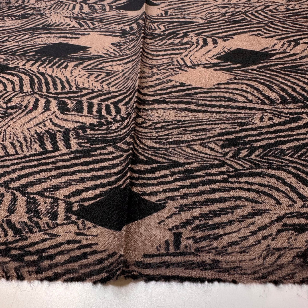 Dreaming In Sepia - Wool Woven - Beige/Black Abstract - 1.5M Bundle - True Deadstock fabric Fabric by private - Sustainable Textile | FABCYCLE