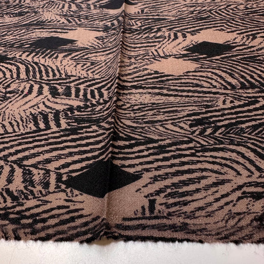 Dreaming In Sepia - Wool Woven - Beige/Black Abstract - 1.5M Bundle - True Deadstock fabric Fabric by private - Sustainable Textile | FABCYCLE