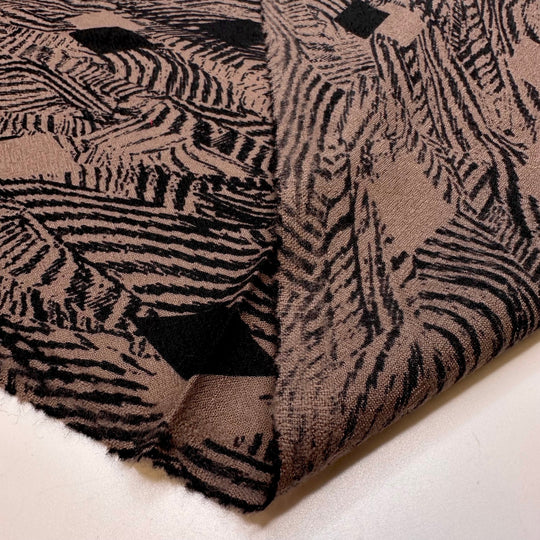 Dreaming In Sepia - Wool Woven - Beige/Black Abstract - 1.5M Bundle - True Deadstock fabric Fabric by private - Sustainable Textile | FABCYCLE