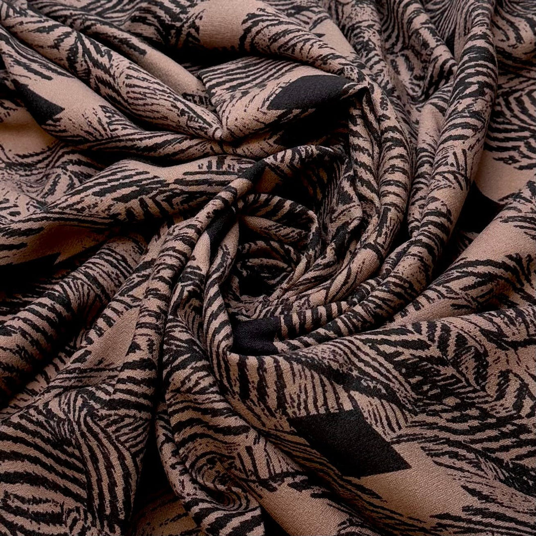 Dreaming In Sepia - Wool Woven - Beige/Black Abstract - 1.5M Bundle - True Deadstock fabric Fabric by private - Sustainable Textile | FABCYCLE