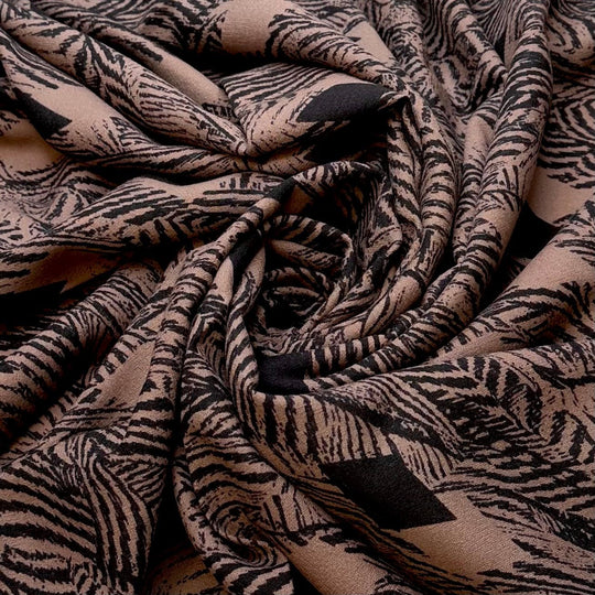 Dreaming In Sepia - Wool Woven - Beige/Black Abstract - 1.5M Bundle - True Deadstock fabric Fabric by private - Sustainable Textile | FABCYCLE