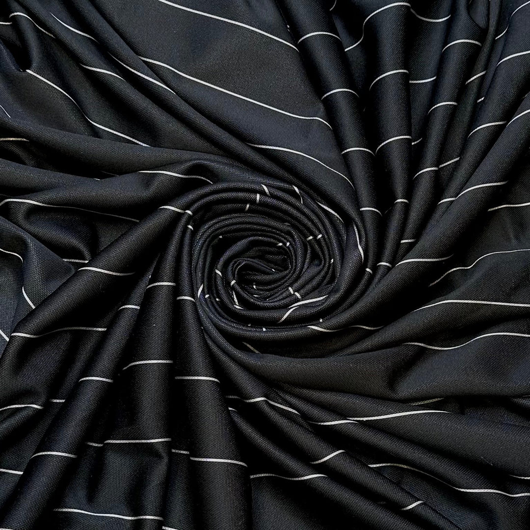 Dressed For A Gym Date - Synthetic Blend Knit - Black/White Pinstripe - 2M Bundle - True Deadstock fabric Fabric by private - Sustainable Textile | FABCYCLE