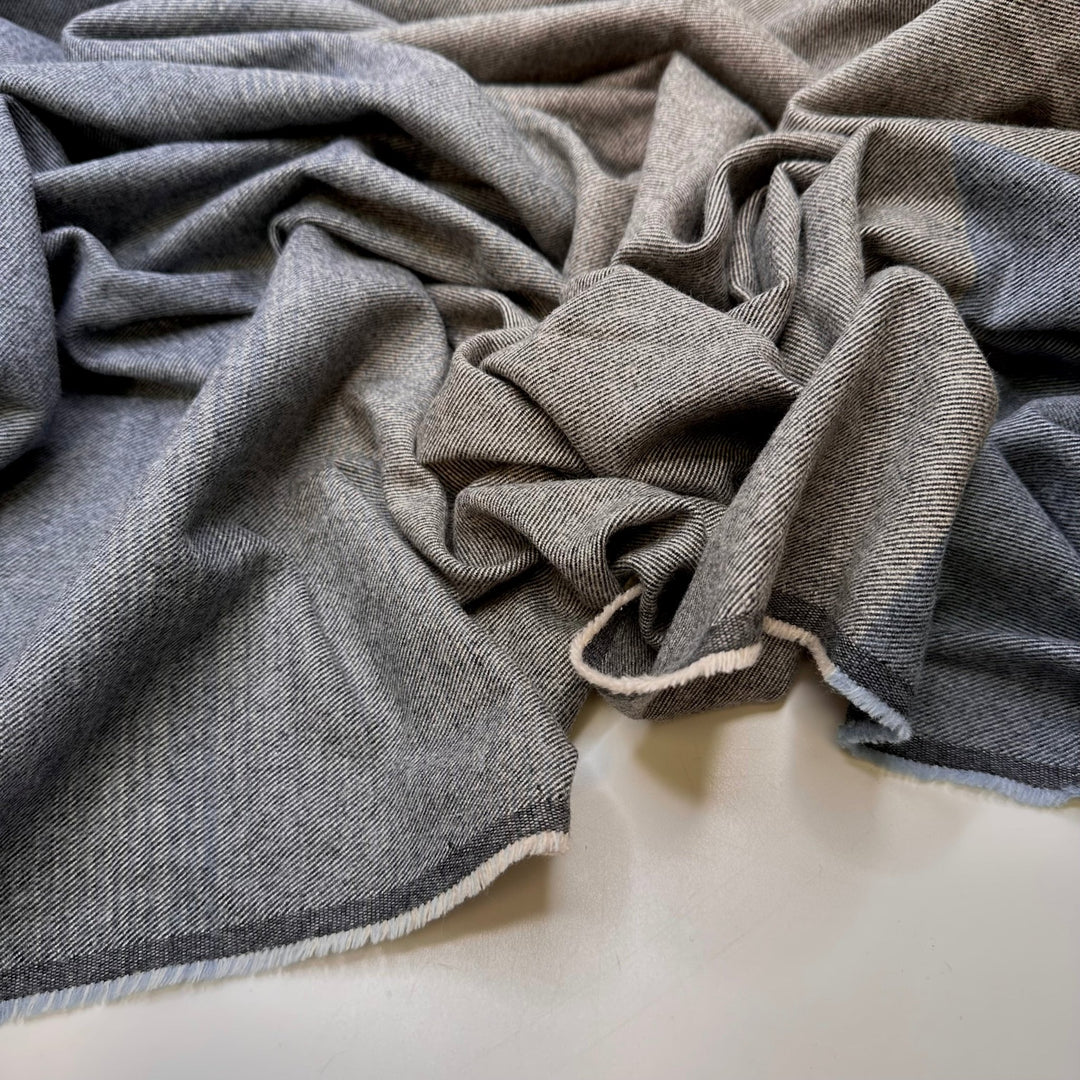 Dressing Up For Family Photos - Cotton Blend Woven - Grey/Blue Stripes - 1M Bundle - True Deadstock fabric Fabric by private - Sustainable Textile | FABCYCLE
