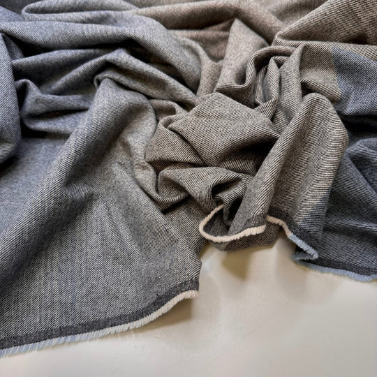 Dressing Up For Family Photos - Cotton Blend Woven - Grey/Blue Stripes - 1M Bundle - True Deadstock fabric Fabric by private - Sustainable Textile | FABCYCLE