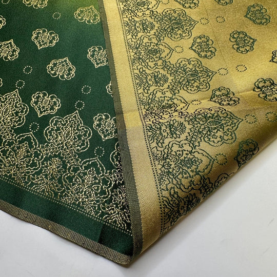 Dressing Up - Polyester Blend Woven - Green/Gold Floral - 2.95M Bundle - True Deadstock fabric Fabric by private - Sustainable Textile | FABCYCLE