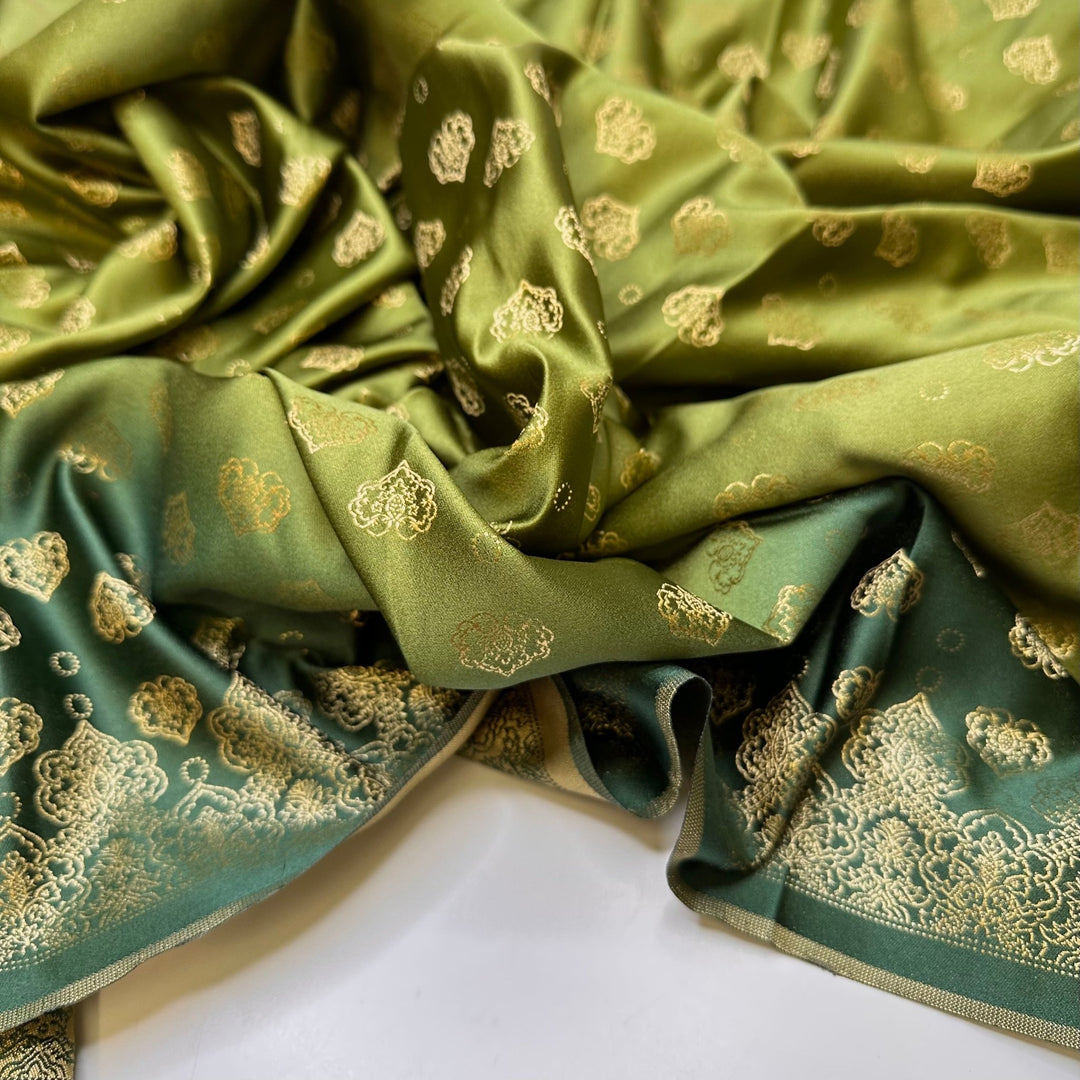 Dressing Up - Polyester Blend Woven - Green/Gold Floral - 2.95M Bundle - True Deadstock fabric Fabric by private - Sustainable Textile | FABCYCLE