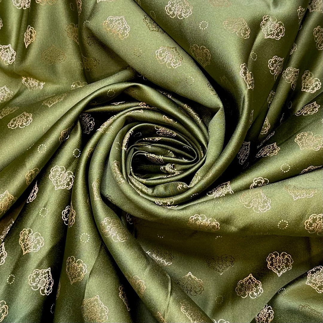 Dressing Up - Polyester Blend Woven - Green/Gold Floral - 2.95M Bundle - True Deadstock fabric Fabric by private - Sustainable Textile | FABCYCLE