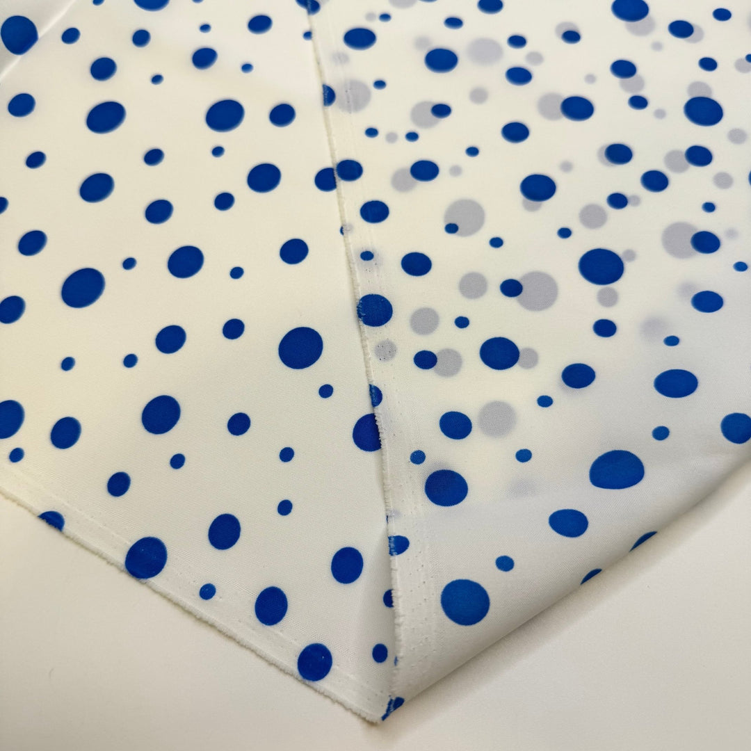 Drip Drip Drop - Sateen Poly Woven - White/Blue Polka Dots - 2M Bundle - True Deadstock fabric Fabric by private - Sustainable Textile | FABCYCLE