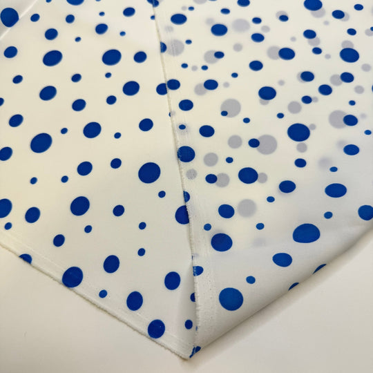Drip Drip Drop - Sateen Poly Woven - White/Blue Polka Dots - 2M Bundle - True Deadstock fabric Fabric by private - Sustainable Textile | FABCYCLE