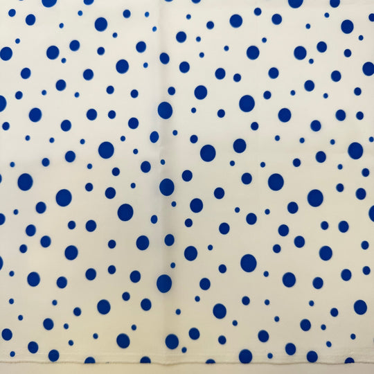 Drip Drip Drop - Sateen Poly Woven - White/Blue Polka Dots - 2M Bundle - True Deadstock fabric Fabric by private - Sustainable Textile | FABCYCLE
