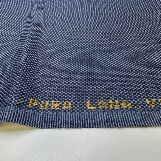 Drip Drip Drop - Virgin Wool Basket Weave Wool Woven - Blue/Navy - 2M Bundle - True Deadstock fabric Fabric by private - Sustainable Textile | FABCYCLE