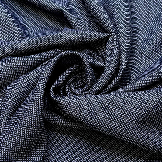 Drip Drip Drop - Virgin Wool Basket Weave Wool Woven - Blue/Navy - 2M Bundle - True Deadstock fabric Fabric by private - Sustainable Textile | FABCYCLE
