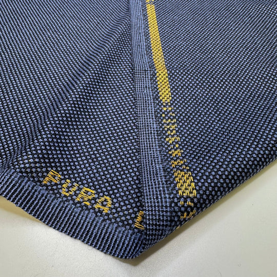 Drip Drip Drop - Virgin Wool Basket Weave Wool Woven - Blue/Navy - 2M Bundle - True Deadstock fabric Fabric by private - Sustainable Textile | FABCYCLE