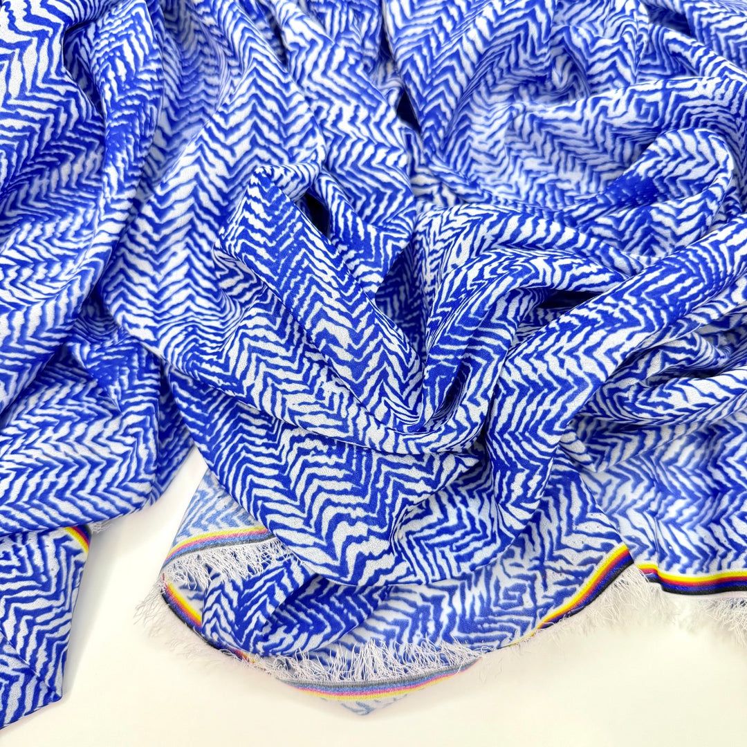 Drive In Theatre - Polyester Blend Woven - Blue/White Abstract - 2.95M Bundle - True Deadstock fabric Fabric by private - Sustainable Textile | FABCYCLE
