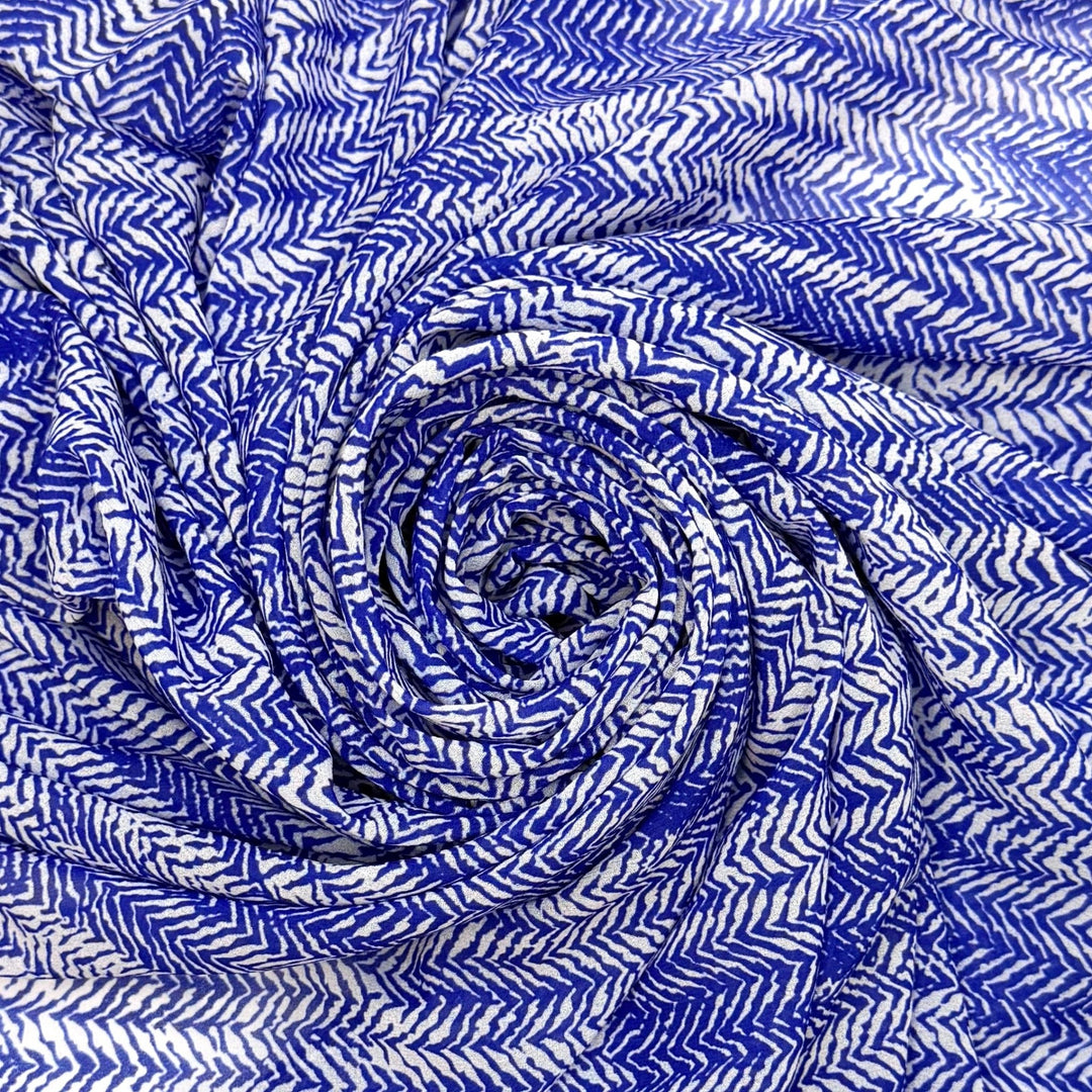 Drive In Theatre - Polyester Blend Woven - Blue/White Abstract - 2.95M Bundle - True Deadstock fabric Fabric by private - Sustainable Textile | FABCYCLE