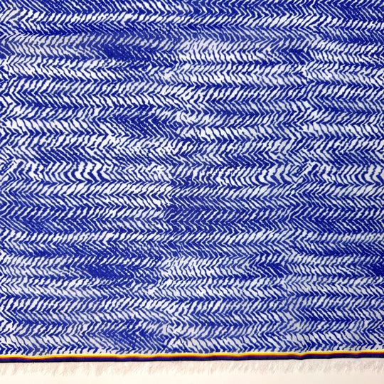 Drive In Theatre - Polyester Blend Woven - Blue/White Abstract - 2.95M Bundle - True Deadstock fabric Fabric by private - Sustainable Textile | FABCYCLE