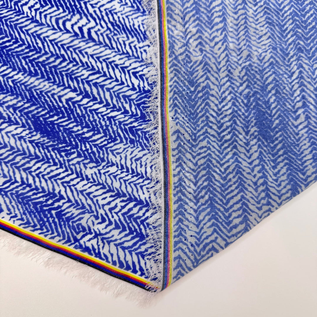 Drive In Theatre - Polyester Blend Woven - Blue/White Abstract - 2.95M Bundle - True Deadstock fabric Fabric by private - Sustainable Textile | FABCYCLE