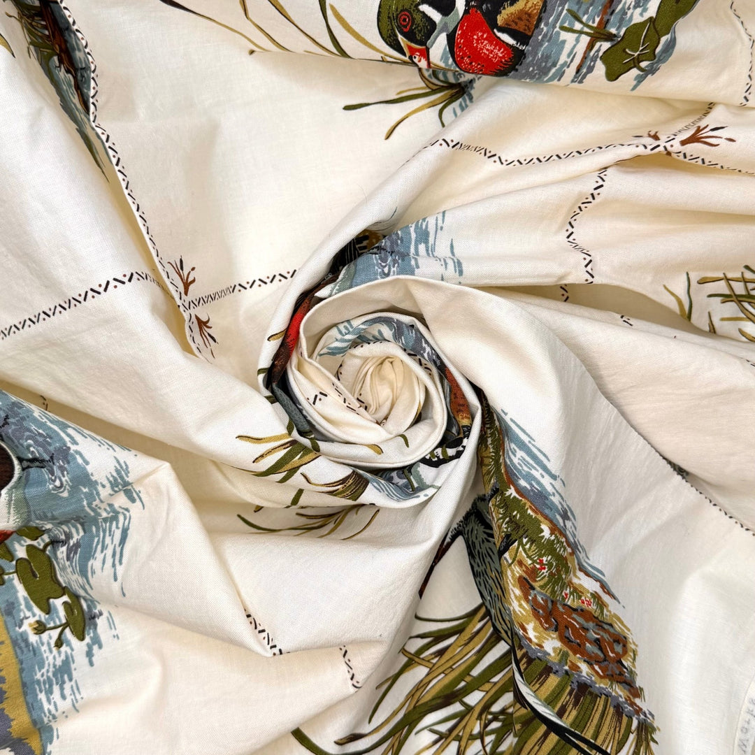 Duck Duck Quilt - Vintage Cotton Woven - Cream Multi Ducks - 1.2M Bundle - True Deadstock fabric Fabric by private - Sustainable Textile | FABCYCLE