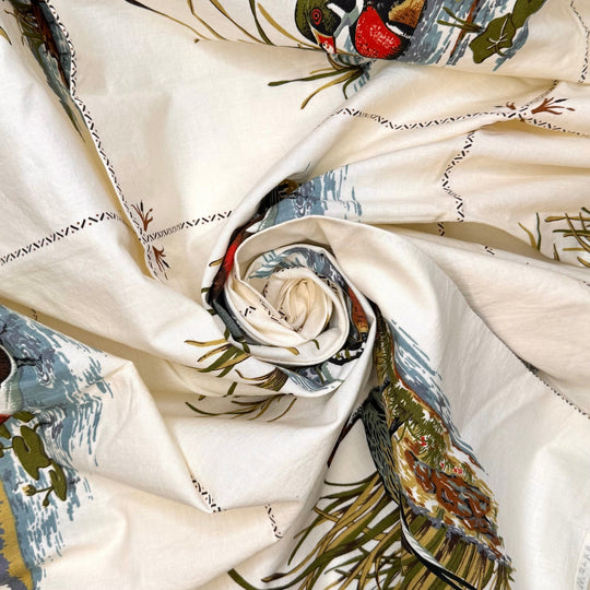 Duck Duck Quilt - Vintage Cotton Woven - Cream Multi Ducks - 1.2M Bundle - True Deadstock fabric Fabric by private - Sustainable Textile | FABCYCLE