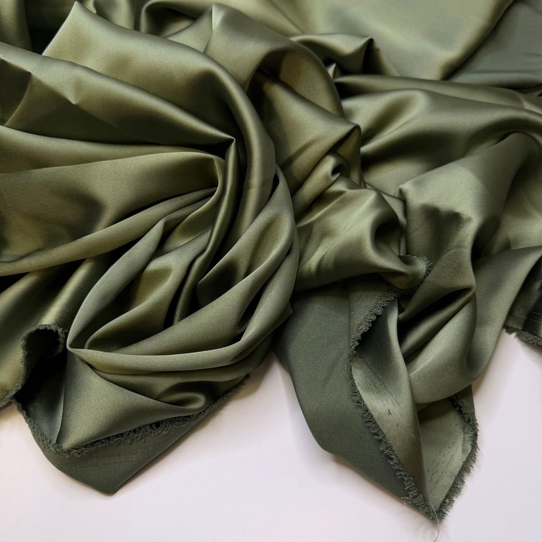Dust Off The Christmas Decorations - Satin Poly Woven - Green - 2M Bundle - True Deadstock fabric Fabric by private - Sustainable Textile | FABCYCLE