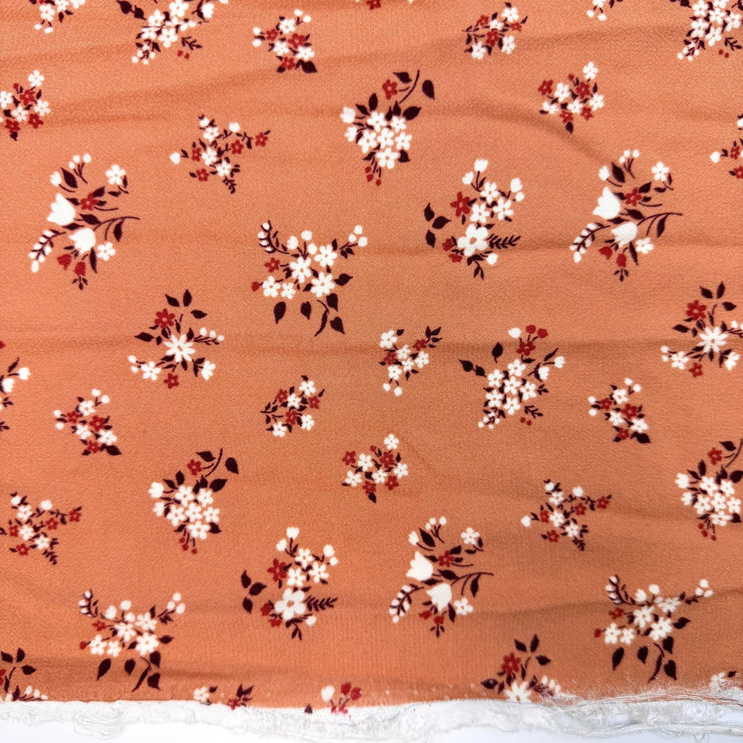 Dusting Off The Scrapbooks - Rayon Woven - Dark Peach Multi Floral - Bundles - True Deadstock fabric Fabric by private - Sustainable Textile | FABCYCLE