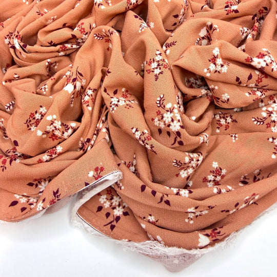 Dusting Off The Scrapbooks - Rayon Woven - Dark Peach Multi Floral - Bundles - True Deadstock fabric Fabric by private - Sustainable Textile | FABCYCLE