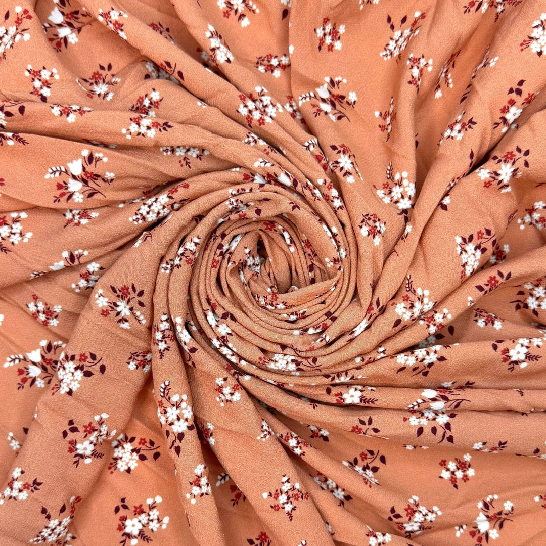 Dusting Off The Scrapbooks - Rayon Woven - Dark Peach Multi Floral - Bundles - True Deadstock fabric Fabric by private - Sustainable Textile | FABCYCLE