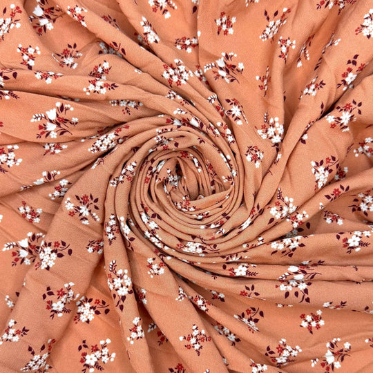 Dusting Off The Scrapbooks - Rayon Woven - Dark Peach Multi Floral - Bundles - True Deadstock fabric Fabric by private - Sustainable Textile | FABCYCLE