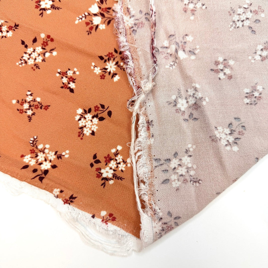 Dusting Off The Scrapbooks - Rayon Woven - Dark Peach Multi Floral - Bundles - True Deadstock fabric Fabric by private - Sustainable Textile | FABCYCLE