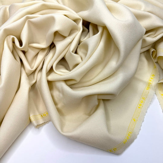 Easy Peasey Lemon Squeezey - Twill Weave Wool Woven - Dark Cream - 2M Bundle - True Deadstock fabric Fabric by private - Sustainable Textile | FABCYCLE