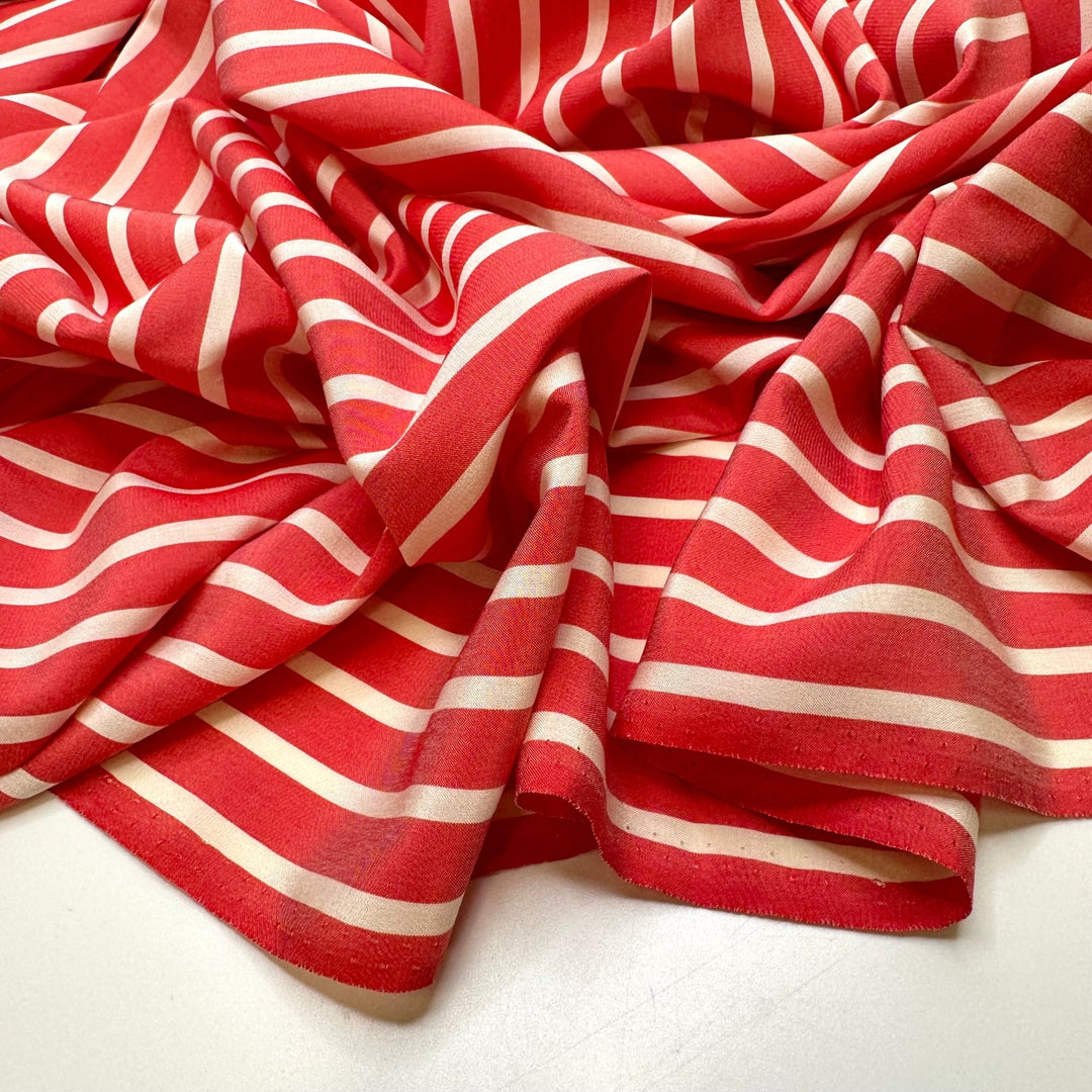 Echoing Conch - Silk Woven - Red/White Stripes - 3M Bundle - True Deadstock fabric Fabric by private - Sustainable Textile | FABCYCLE