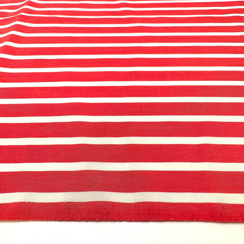 Echoing Conch - Silk Woven - Red/White Stripes - 3M Bundle - True Deadstock fabric Fabric by private - Sustainable Textile | FABCYCLE